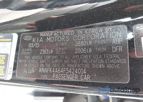 2015 Kia Forte Lx from USA, damaged, VIN KNAFK4A64F5424014